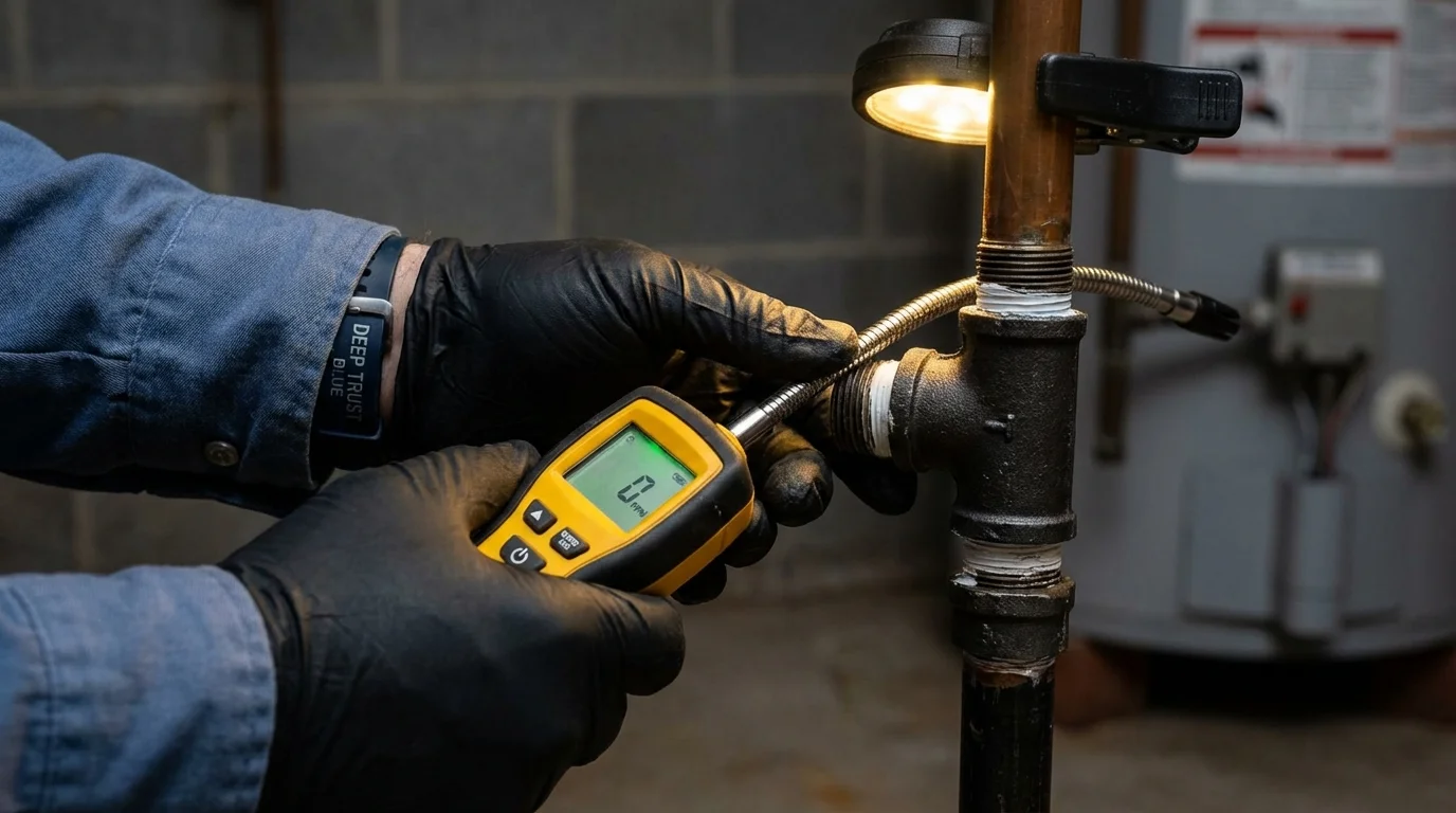 Gas leak detection with electronic sniffer by Johns Plumbing LLC in Montevideo