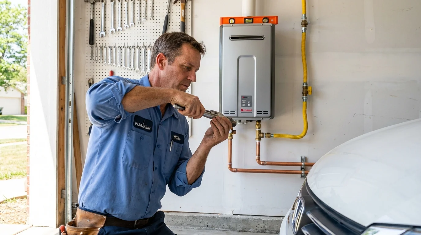 Tankless water heater installation by a Johns Plumbing LLC plumber in Montevideo